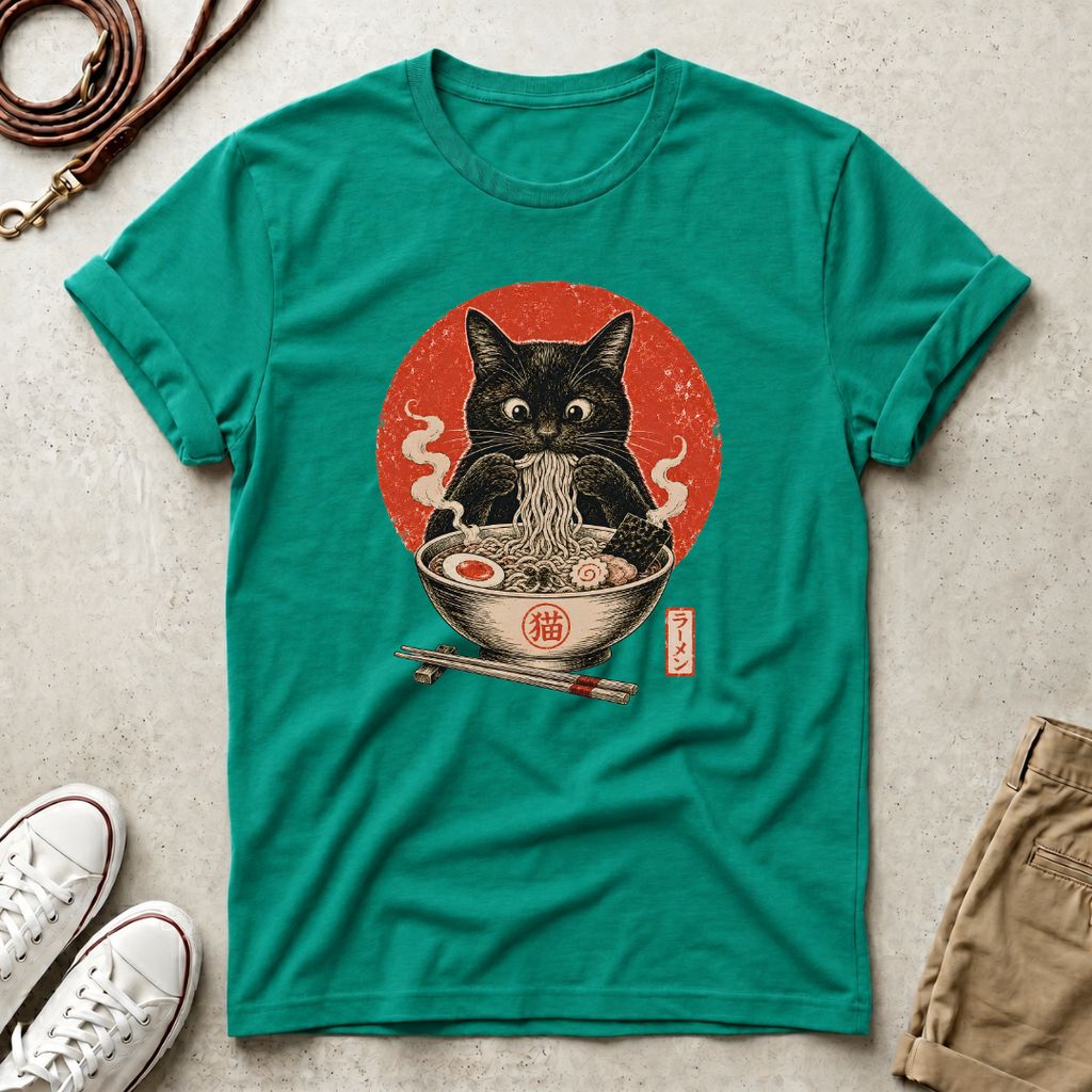 Japanese Neko Bowl Ramen Cat T-Shirt