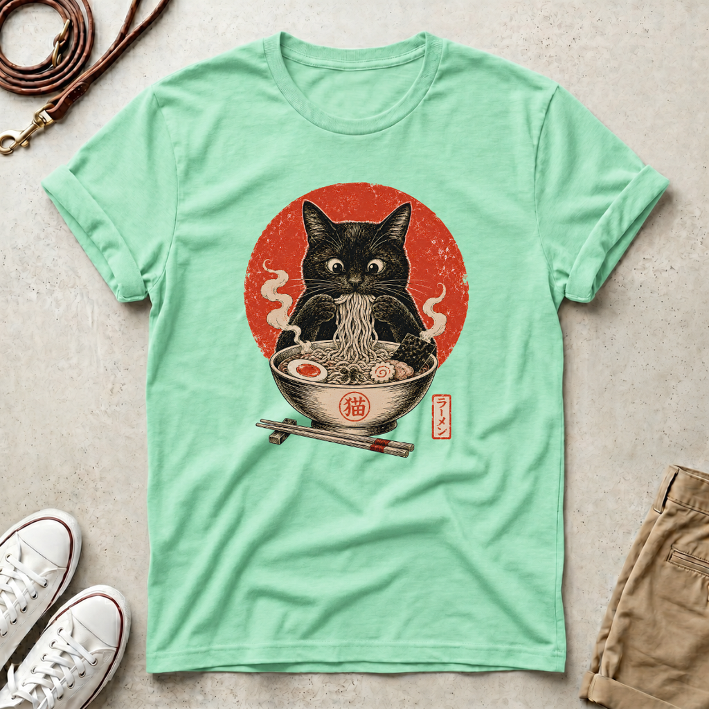 Japanese Neko Bowl Ramen Cat T-Shirt