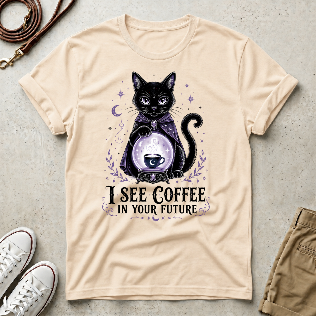Coffee Fortune Cat T-Shirt