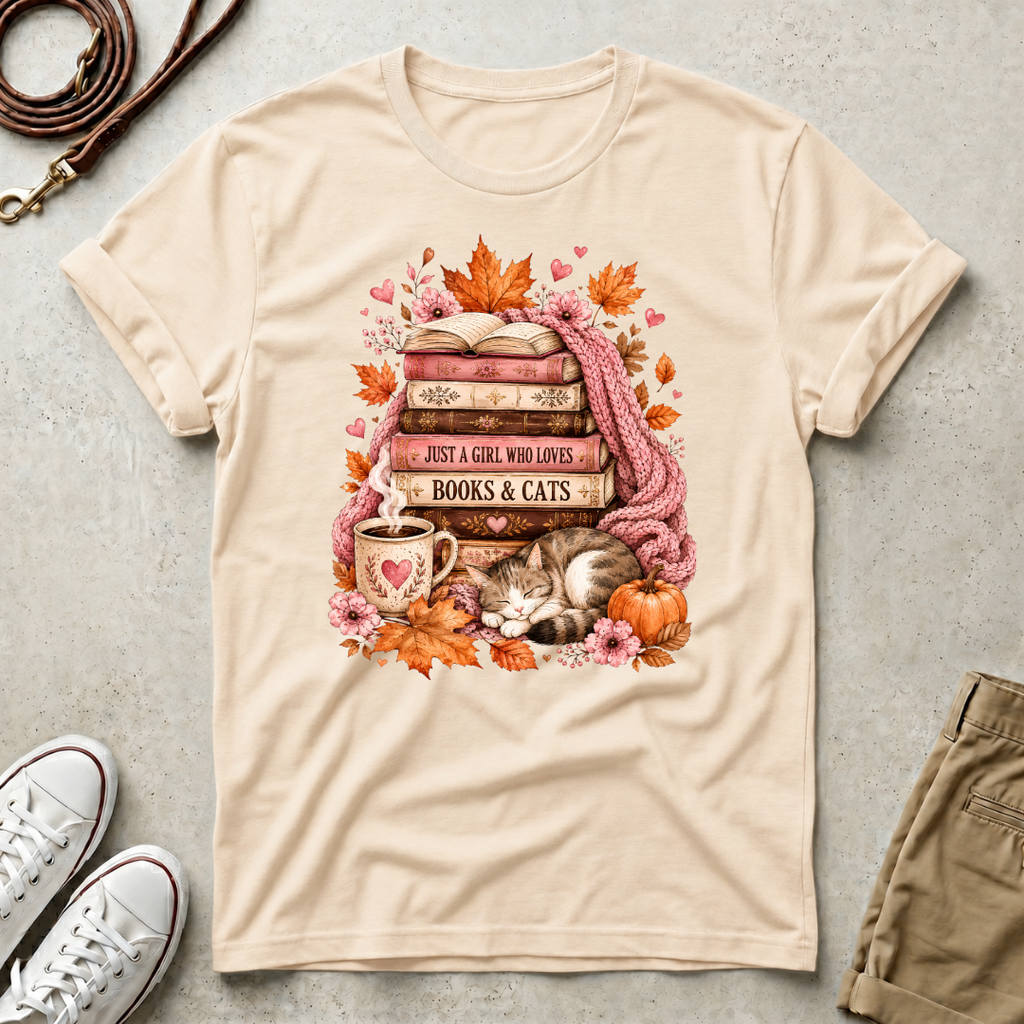 Just a Girl, Who Loves Books & CatsT-Shirt