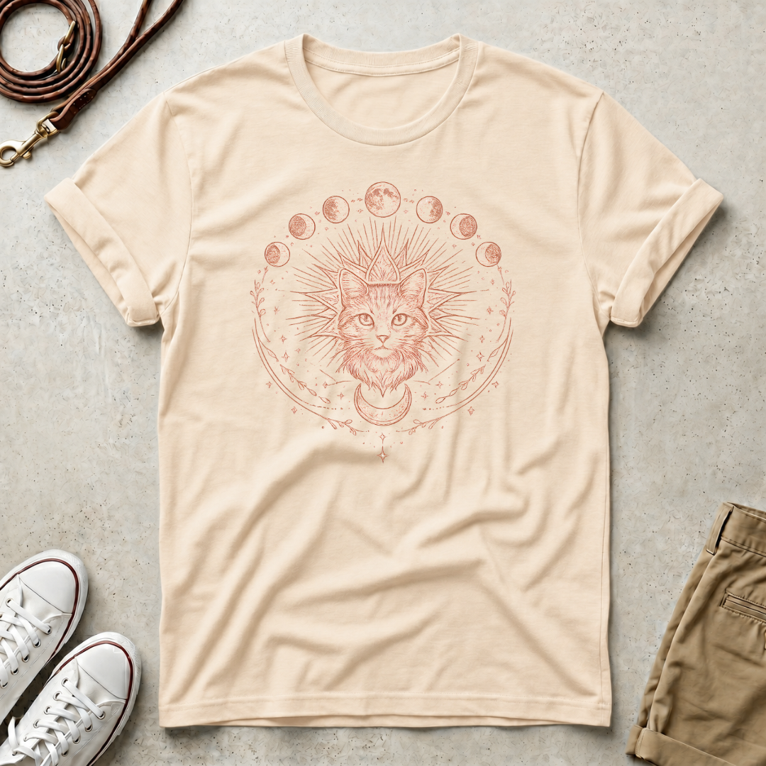 Celestial Sun & Moon Phases Cat T-Shirt