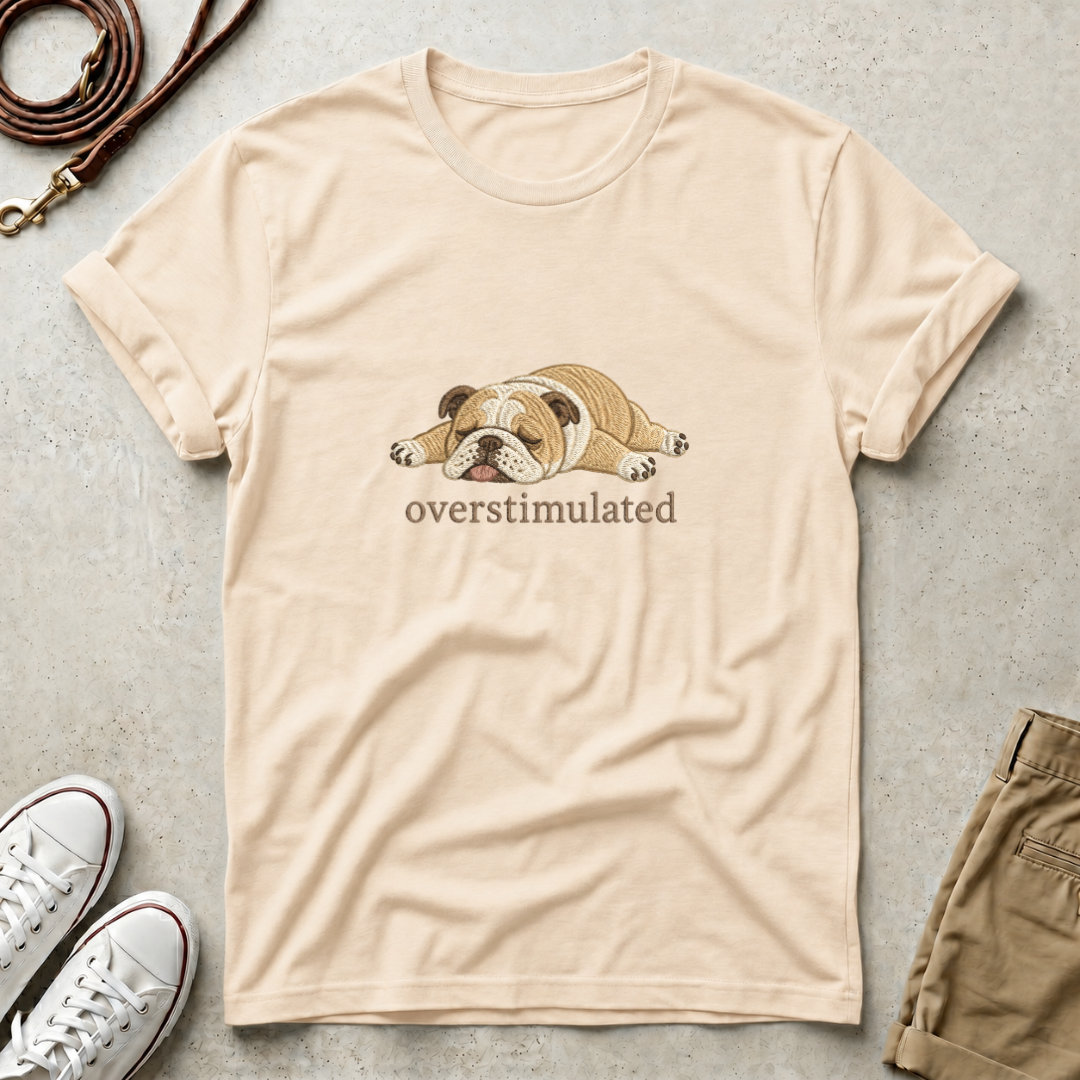 Overstimulated Bulldog  Dog Graphic Tee
