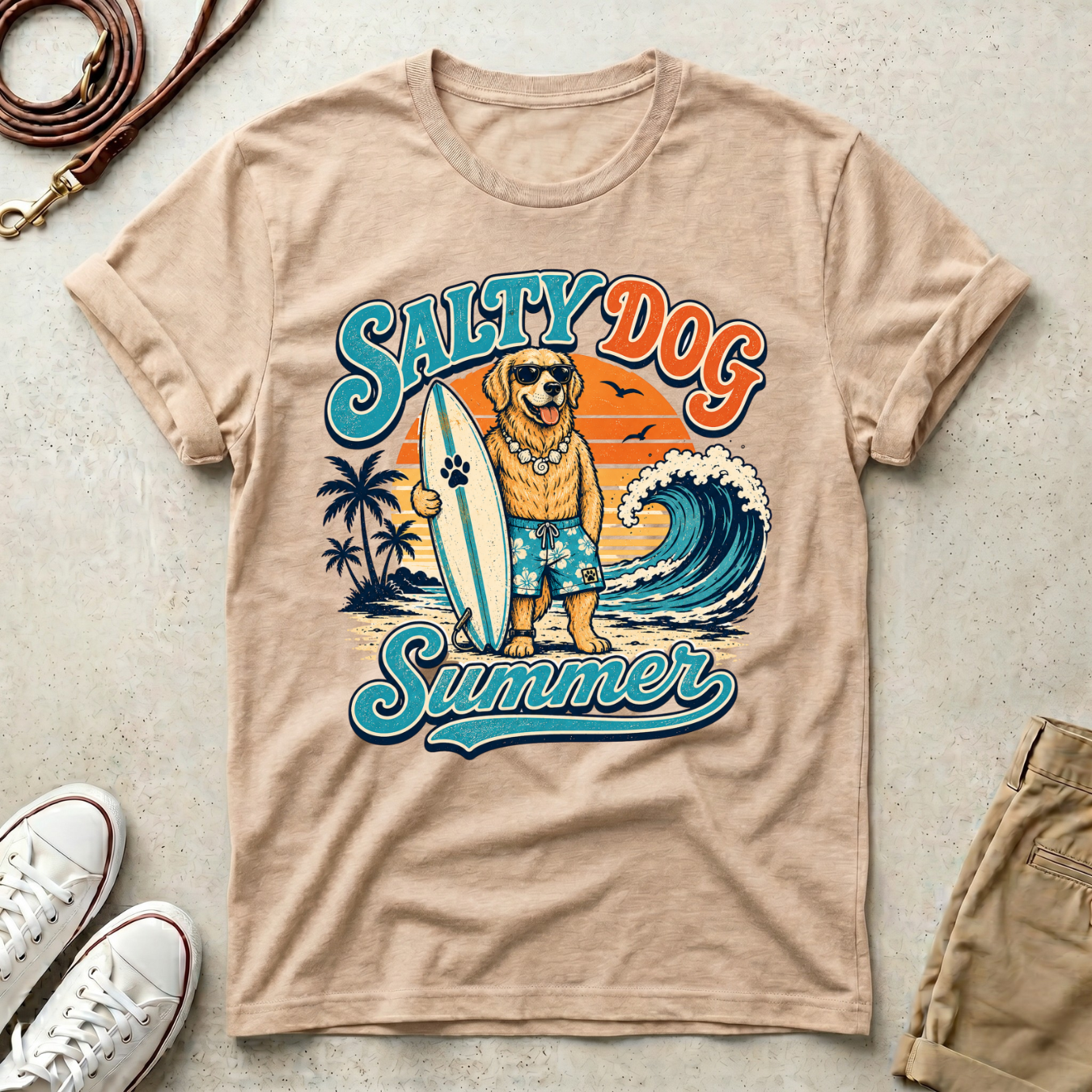 Surfing Dog Summer T-Shirt