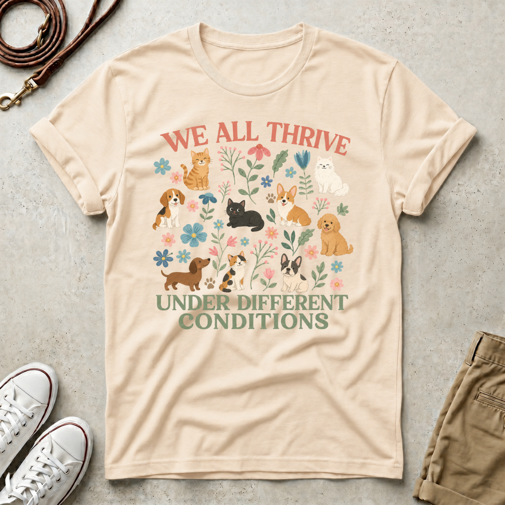 We All Thrive Under Different Conditions Dog Lover T‑Shirt
