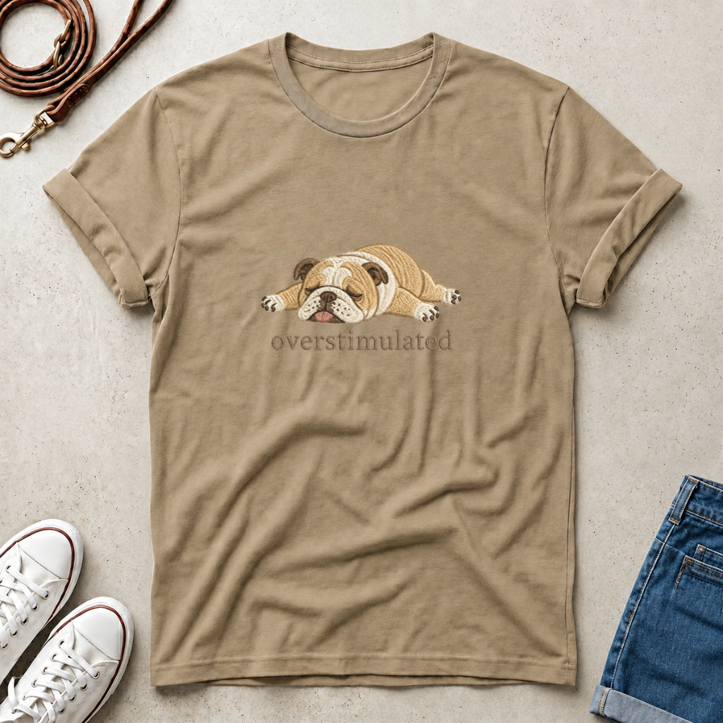 Overstimulated Bulldog  Dog Graphic Tee