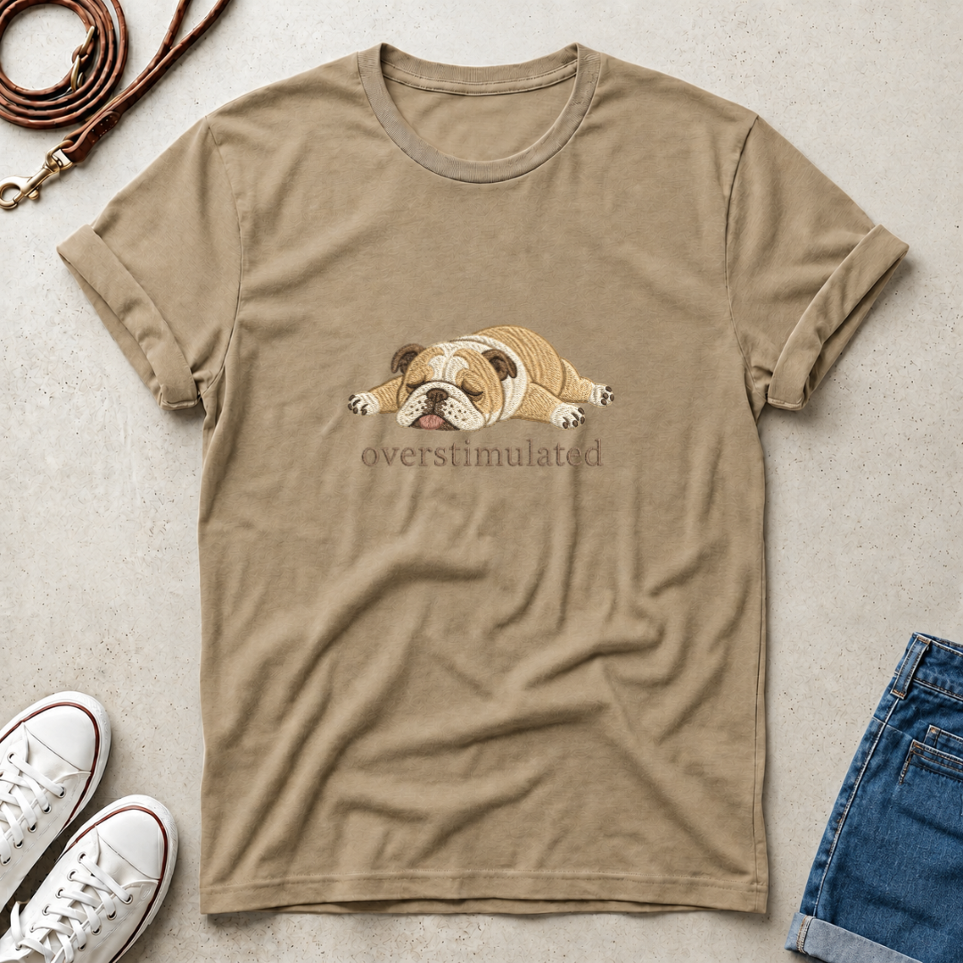 Overstimulated Bulldog  Dog Graphic Tee
