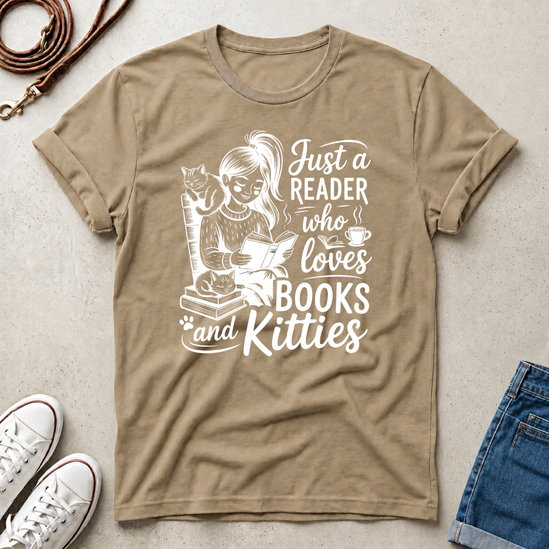 Reader Who Loves Books & Cat Graphic T-Shirt