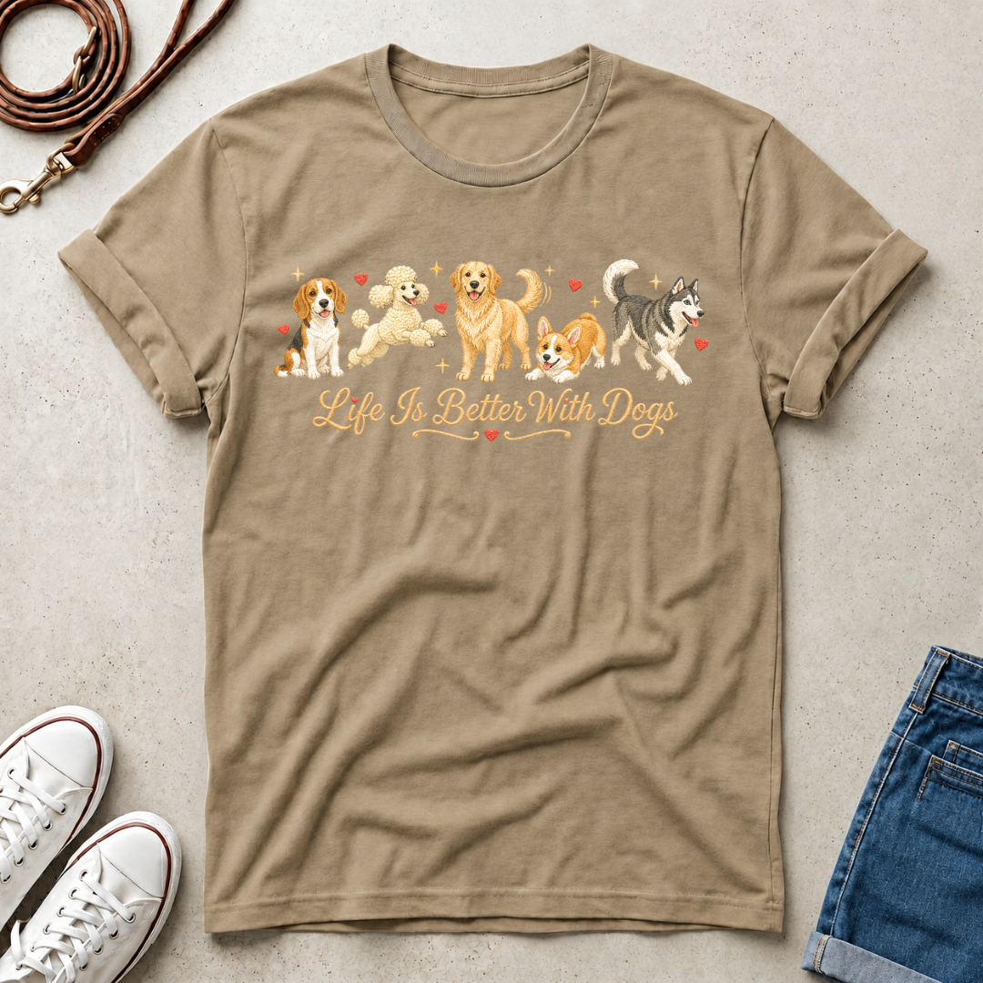 Dog Mom T-Shirt — Cute Row of Dogs Graphic Tee