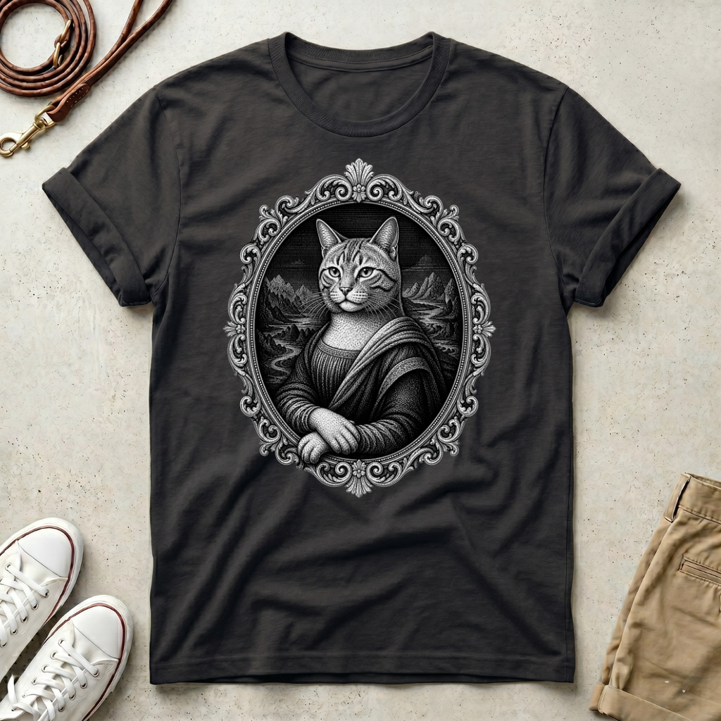 Cat Mona Lisa white T-Shirt