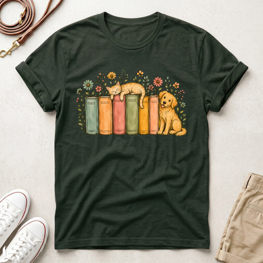 Dog & Books T-Shirt