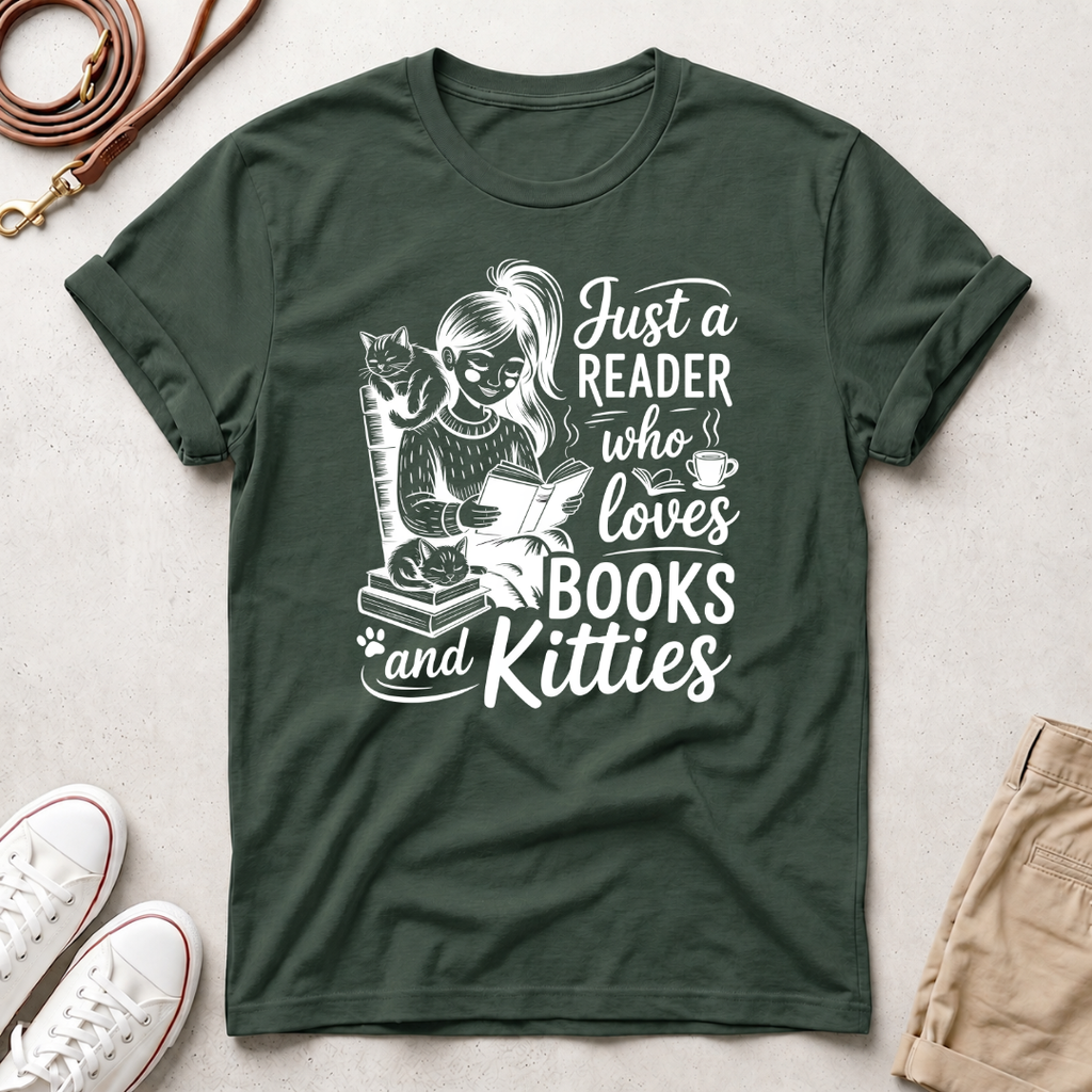Reader Who Loves Books & Cat Graphic T-Shirt