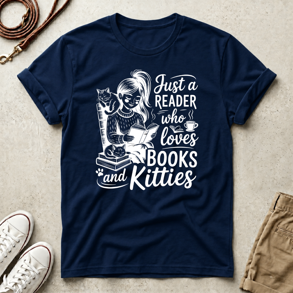 Reader Who Loves Books & Cat Graphic T-Shirt
