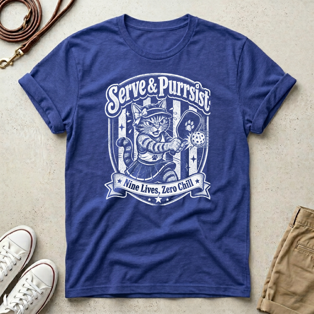 Pickle Ball Serve & Purrsist Cat T-Shirt