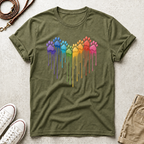 Rainbow Dog Paw Heart T-Shirt