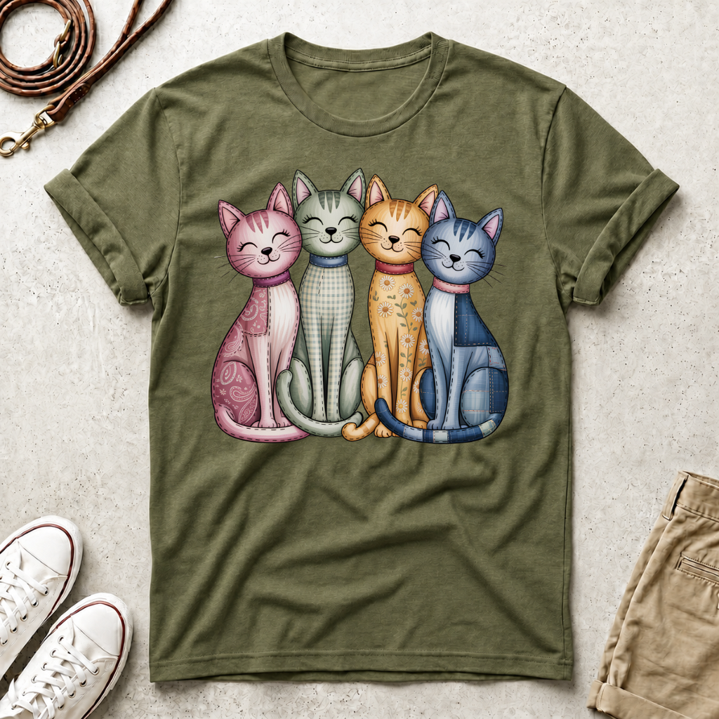 Fabric Textile Cat T-shirt
