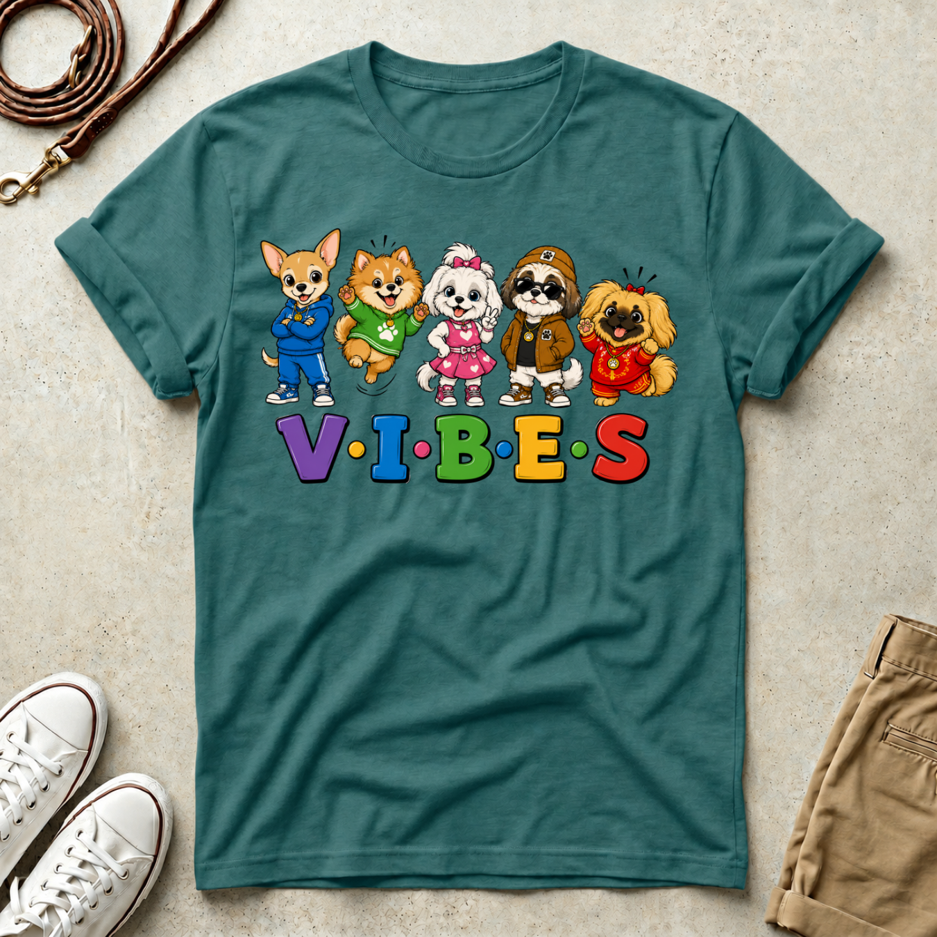 VIBES Dogs Graphic T-Shirt
