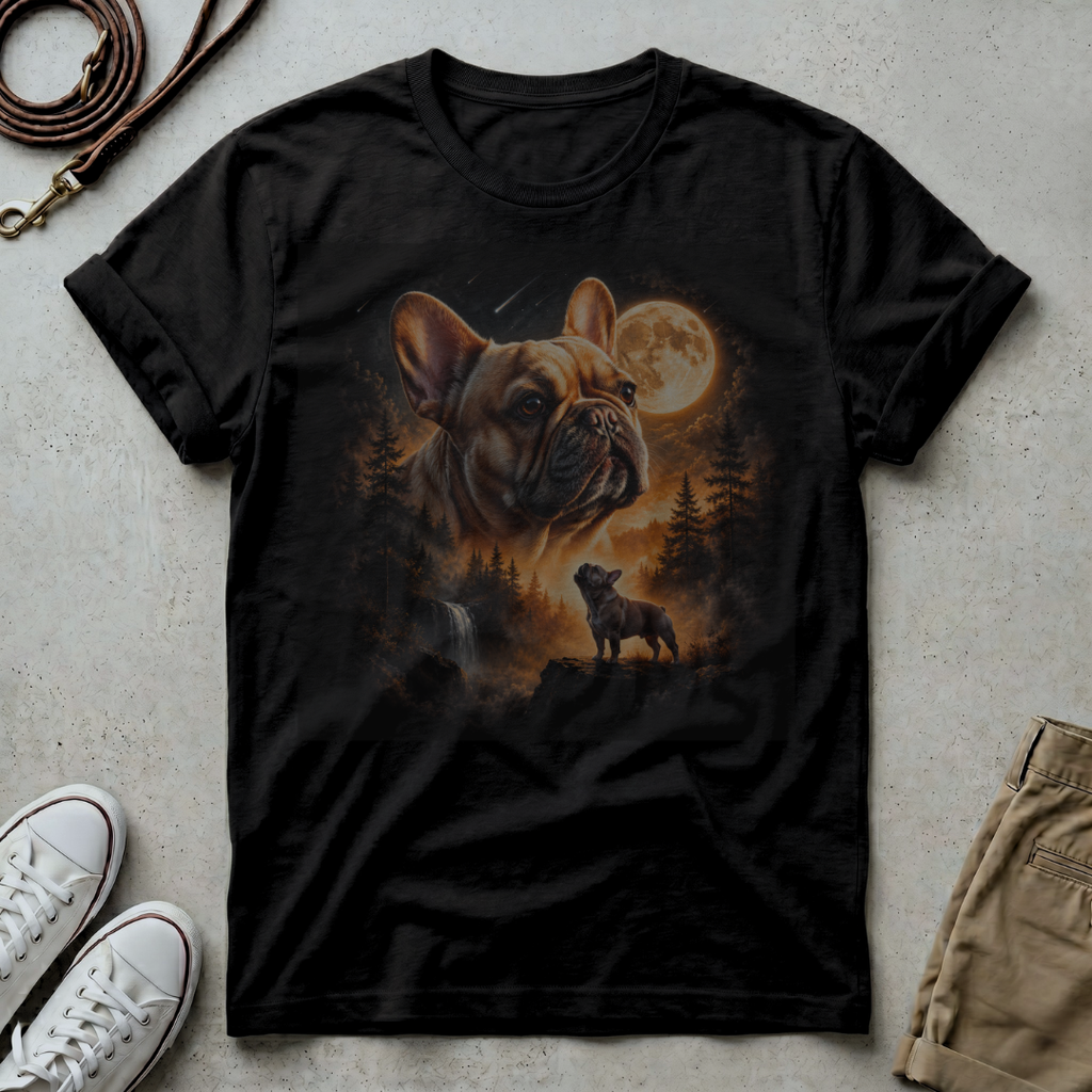 French Bulldog Moonlight Tee — Dog Lover Graphic T-Shirt