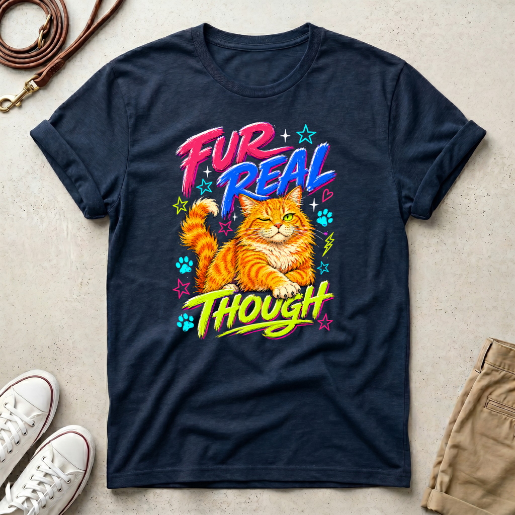 Fur Real Though funny Cat Graphic T‑Shirt