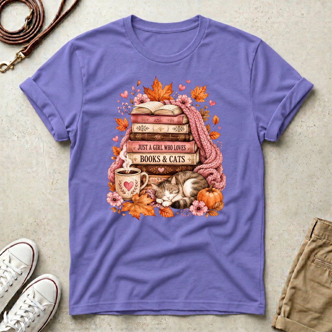 Just a Girl, Who Loves Books & CatsT-Shirt