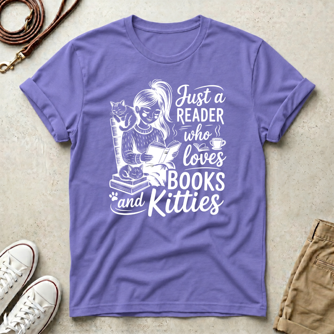 Reader Who Loves Books & Cat Graphic T-Shirt
