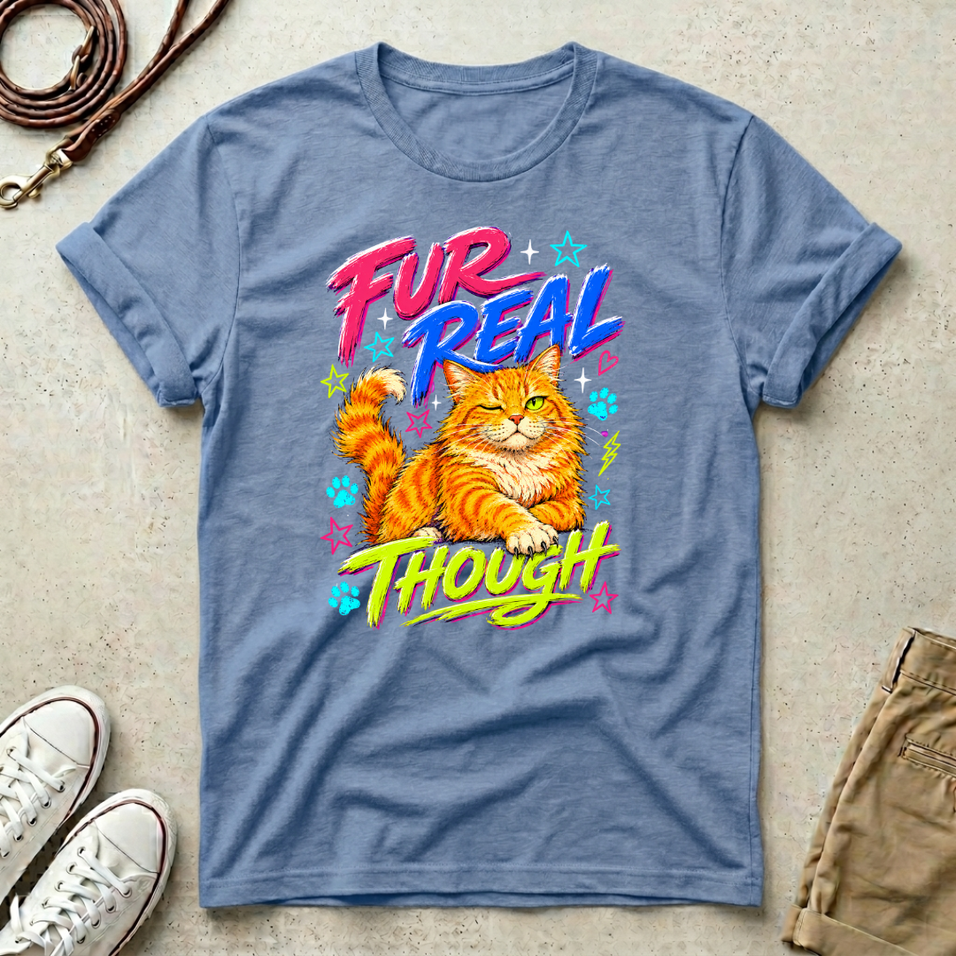Fur Real Though funny Cat Graphic T‑Shirt