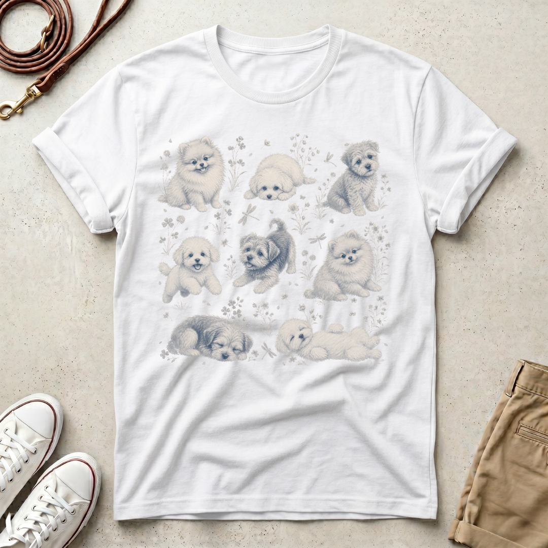 Pomeranian Puppy Pattern T-Shirt