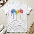 Rainbow Dog Paw Heart T-Shirt