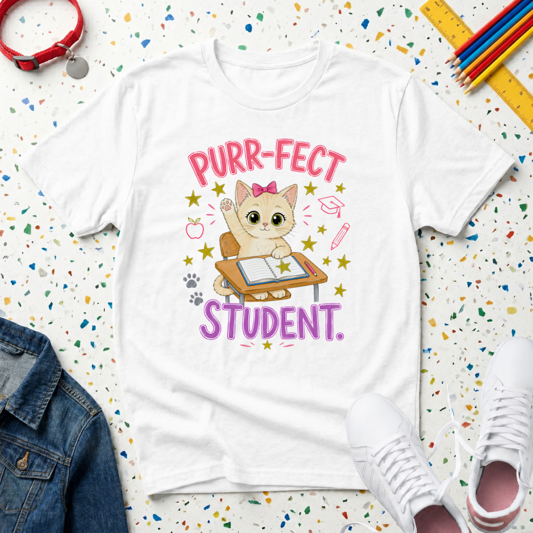 Purr-fect Student Youth kitten T-shirt