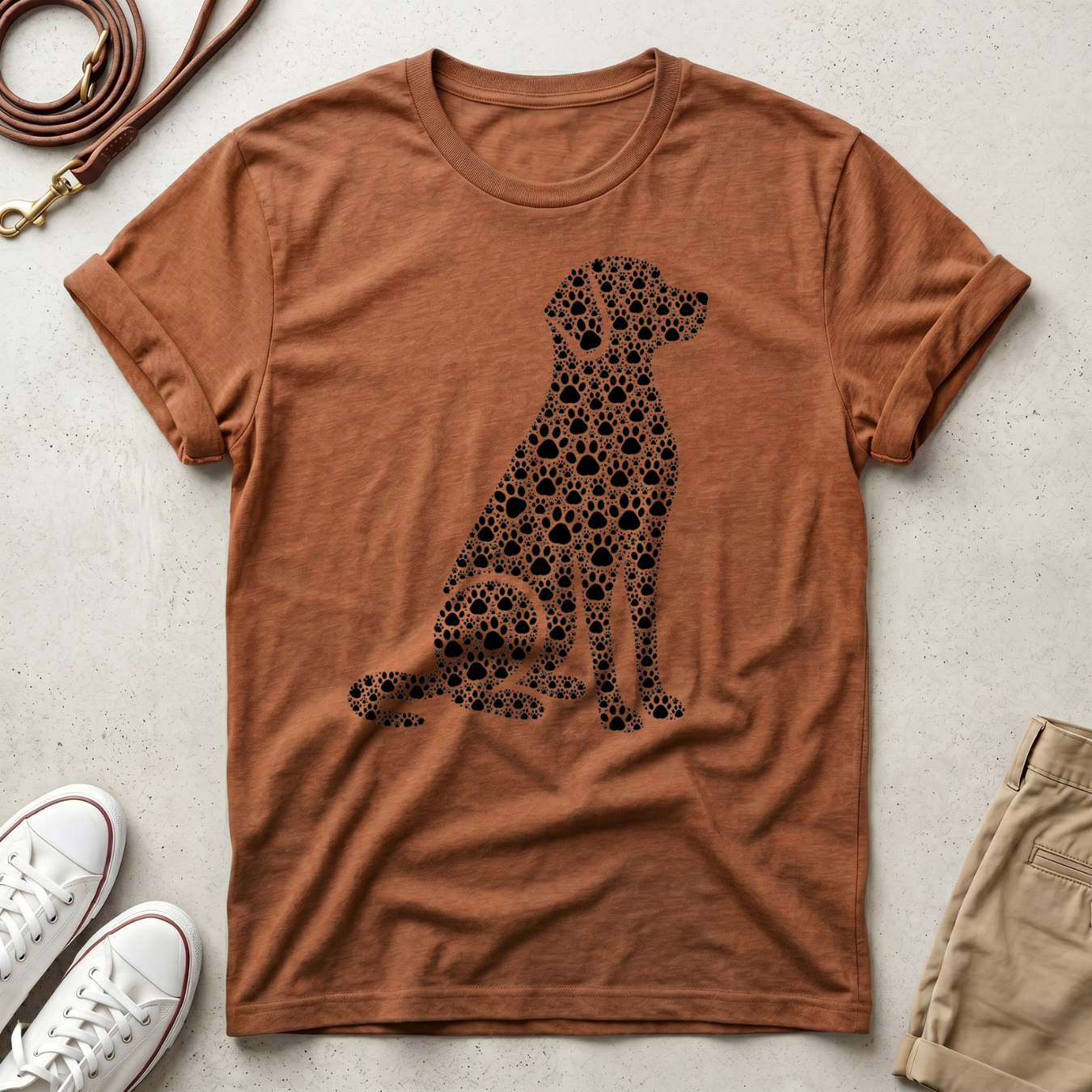 Dog Silhouette Floral T-Shirt